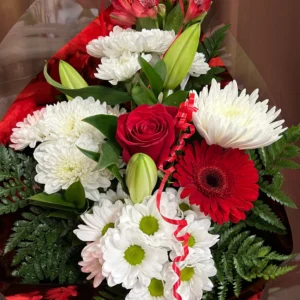 Bouquet de fleurs Rouge et Blanc
