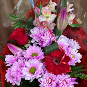 Bouquet de fleurs Fuschia et Rouge